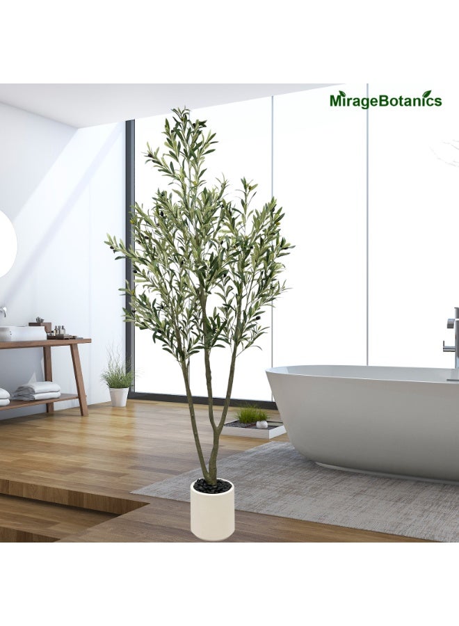 MirageBotanics 7ft Artificial Olive Trees Indoor,Faux Olive Tree Lifelike Natural 3 Trunks with White Planter Pot, Artificial Plants Lifelike Fruits for Office Meeting Room Living Room Indoor Outdoor Home Decor - Image 4